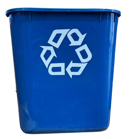 Recycle Trashcan with Logo – 14 Quart, Blue with White Print, 10/Case