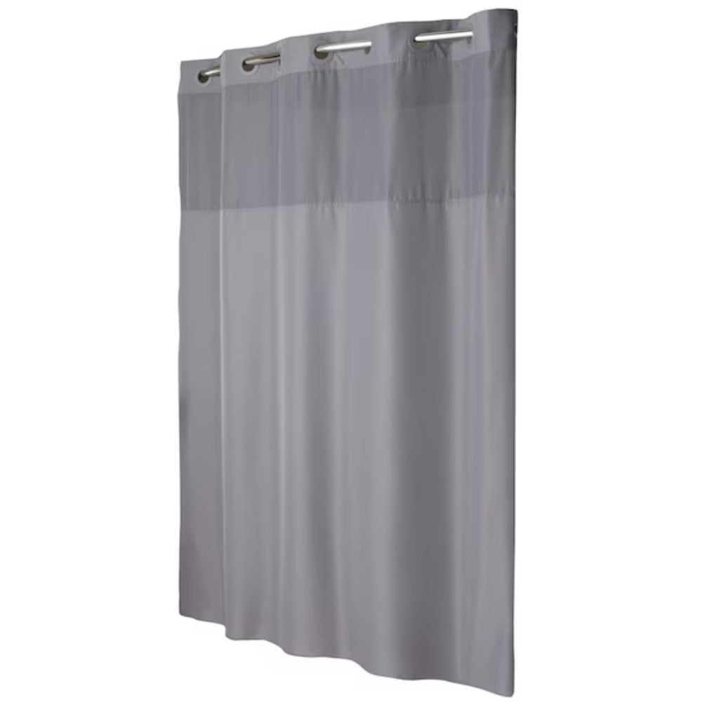 Hookless Frost Grey shower curtain with snap-on liner