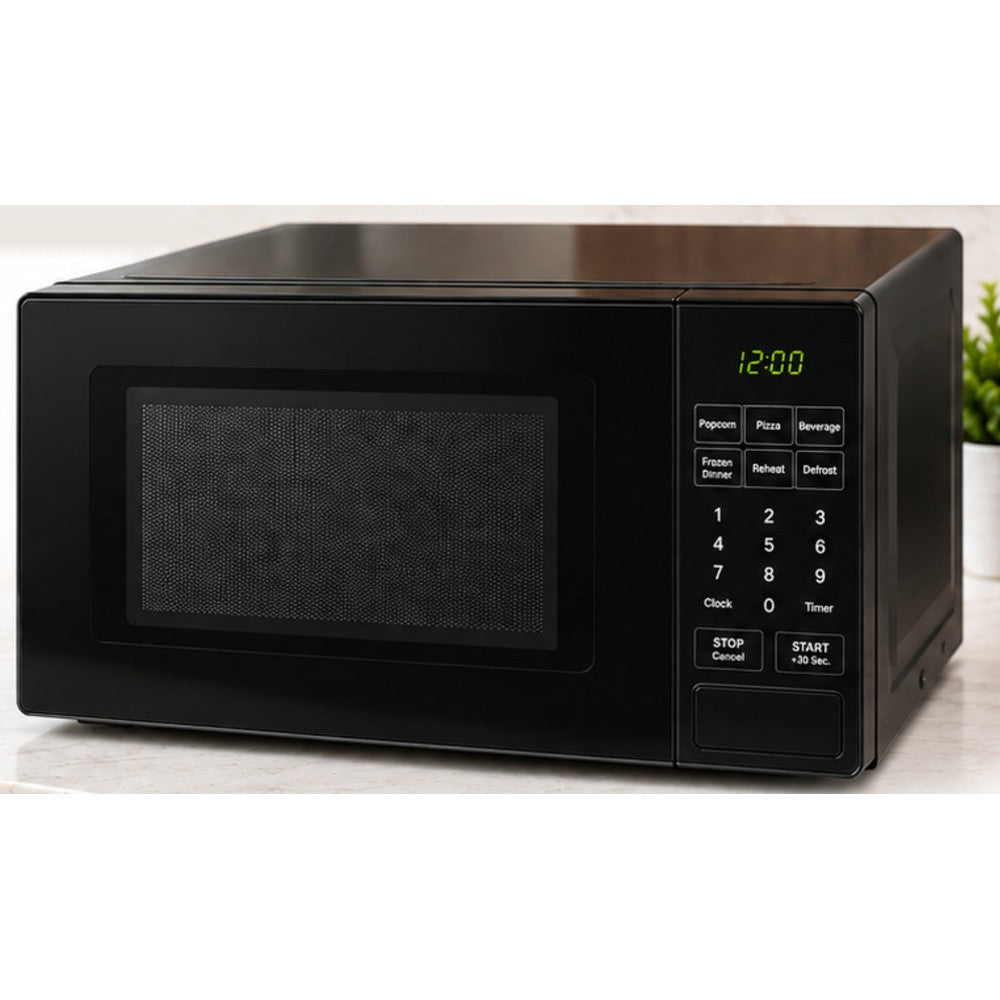 Black 0.7 cu ft countertop microwave with digital touch control panel