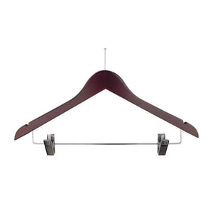 Women's Hanger – Mahogany, Ball Top, 17"L x 1/2" Flat, w/Clips, 100/Case