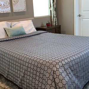 Honey Comb Decorative Top Sheet – Queen, 90"x90", Silver Gray, Two-Tone, 100% Polyester