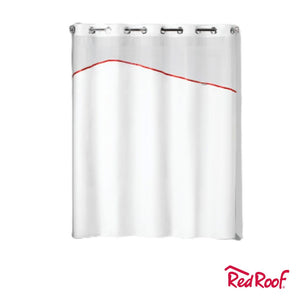 Red Roof Protect 360 Shower Curtain with Snap-In Liner – 10170, 71"x77", White with Red Ribbon, 12/Case