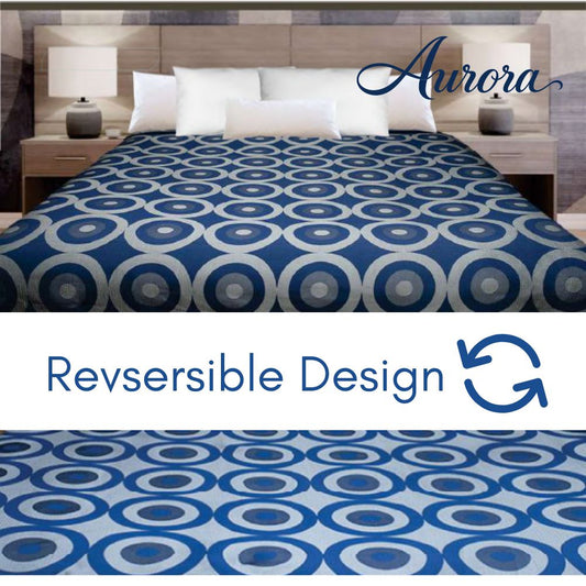 Aurora Reversible Coverlet – Navy-Gray  – Queen 90" x 96"