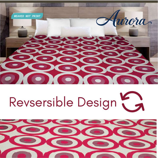 Aurora Reversible Coverlet – Red-Beige – Full XL, 84" × 96"