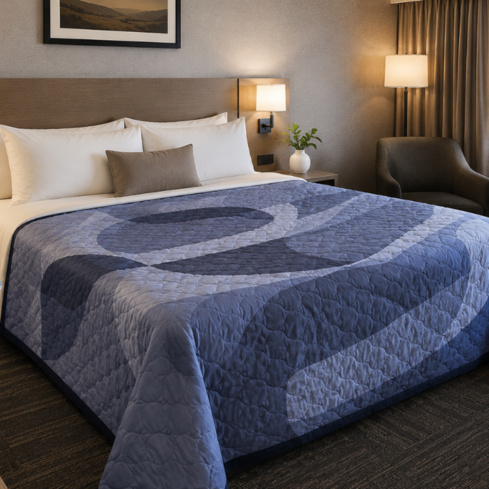 Marine by Sleep Line Bed Spread - Queen - 102" x 116" - 100% Polyester - 6 oz Filling - Reversible - Throw Style - Pack of 5