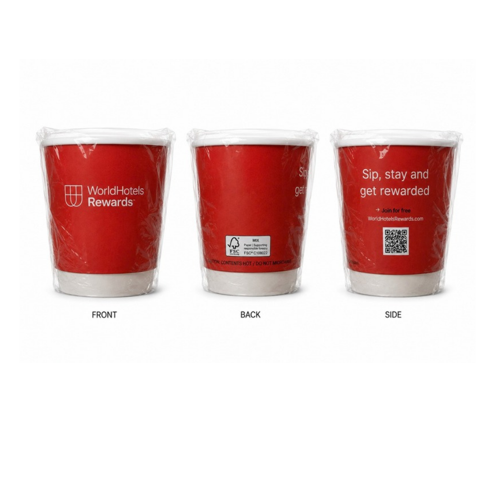 WorldHotels Rewards 10oz Double Wall Cup, Individually Wrapped (CP-DBW10F-WHR-2605)