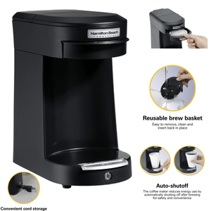 Hamilton Beach Commercial Single-serve Pod Coffeemaker, Black – Case Pack of 6