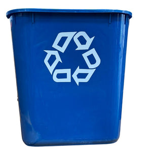 Recycle Trashcan with Logo – 14 Quart, Blue with White Print, 10/Case