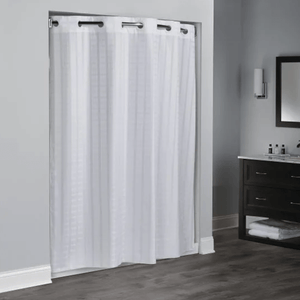 White Hookless Litchfield Shower Curtain – HBH43LIT01AM – 71" x 74" – Hotel-Grade Fabric
