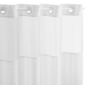 Hookless HBH43MYS0177AM Madison White Shower Curtain with Flex-On Rings – 71″ x 77″
