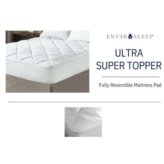 Ultra Super Topper, Quilted 28oz, Cloth Top & Bottom, Queen 60x80, Fitted Skirt (Fits up to 15" Deep), 50/50 Polycotton – 2 per Case