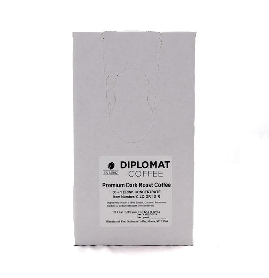 Lobby Program - Liquid Coffee Diplomat Coffee Regular Gourmet Roast – Dark Roast, 2 × 0.5 Gallon Case (Item #C-LQ-GR-1G-R)