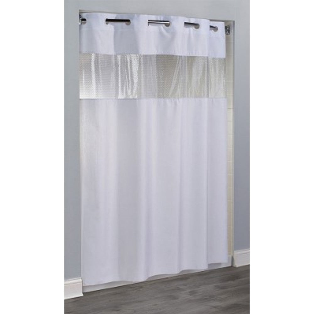 Hookless The Major white shower curtain with bubble window