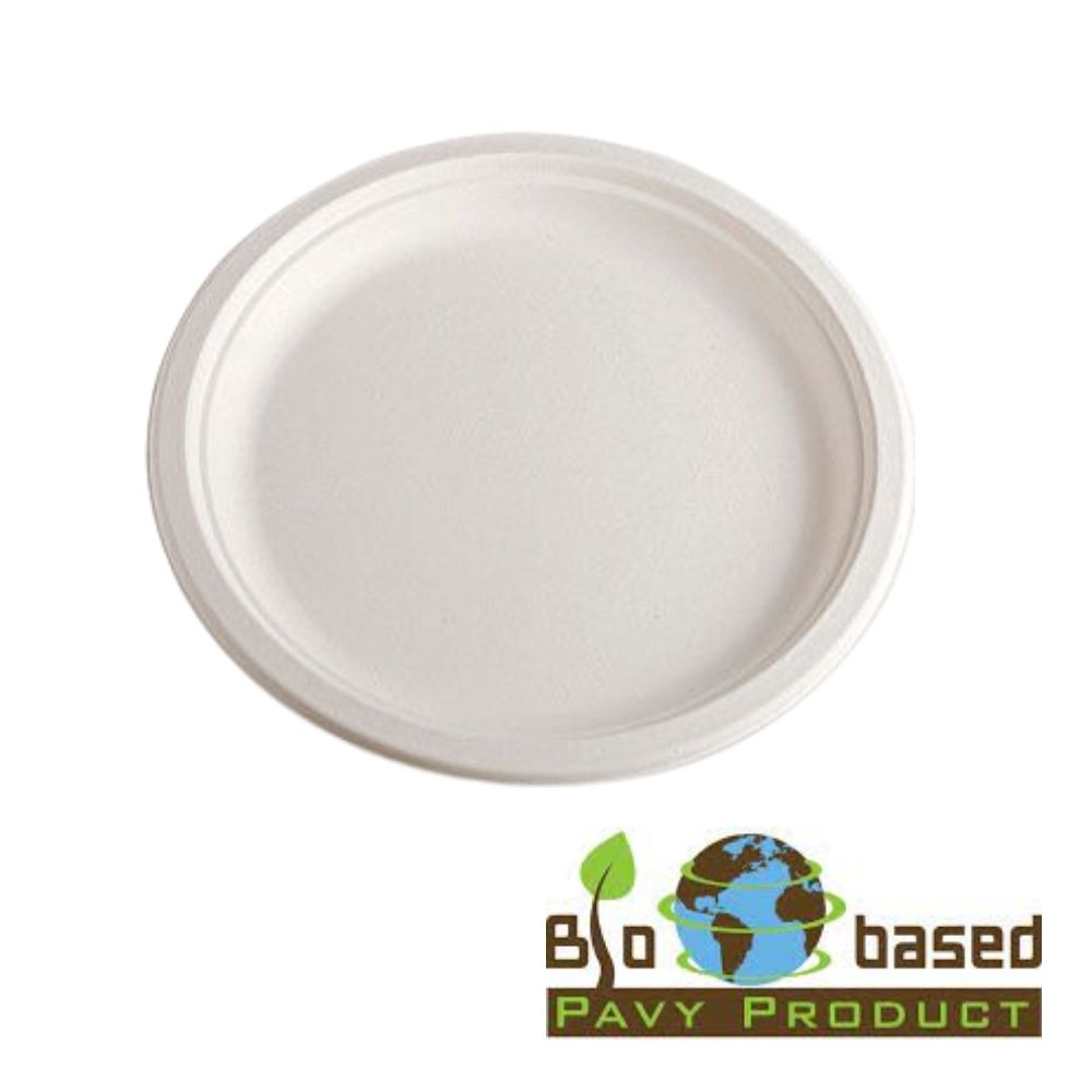 9" Biodegradable Plate - Sugarcane Bagasse, PFAS-Free, 500/Case