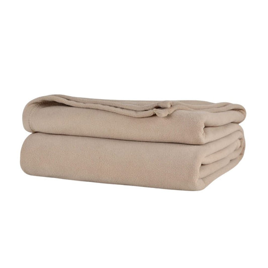 Tan Fleece Blanket – 66x90, Twin Size, Microfiber, 300GSM, Both Side Anti-Pilling, 10/Case