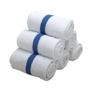Pool Towel with Blue Stripe – 24"x48", White, 8 lbs, 5DZ/Bale