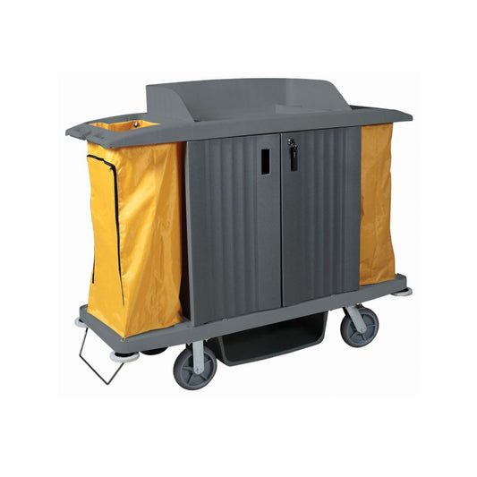 Supreme Multifunction Cart with Bottom Shelf – 48" Height, Vinyl Bags, Wire Net, and 8" Wheels
