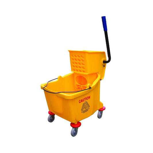 Yellow Mop Bucket with Side-Press Wringer – 38 Quart Capacity