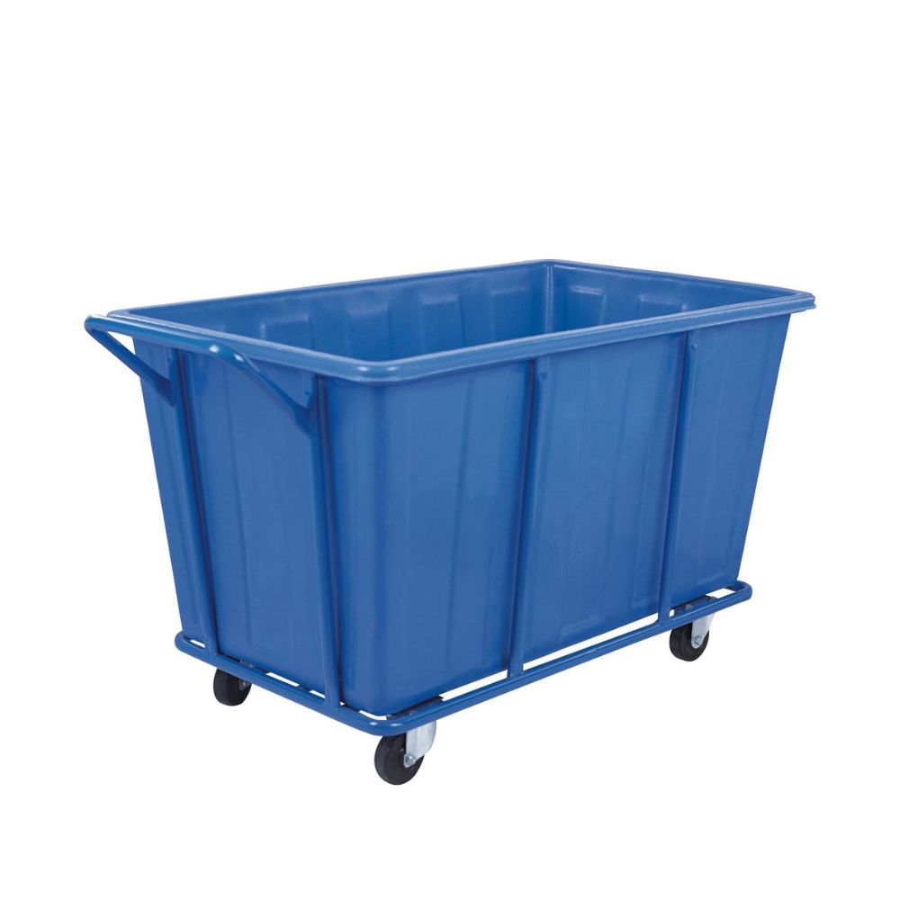Laundry Cart – 10 Bushel, Blue, Metal Cage, 55"L x 30"W x 32"H